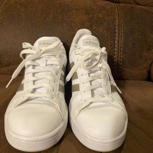 Adidas Womens Grand court Low Top Lace Up Fashion Sneakers, Grey, Size 9.5